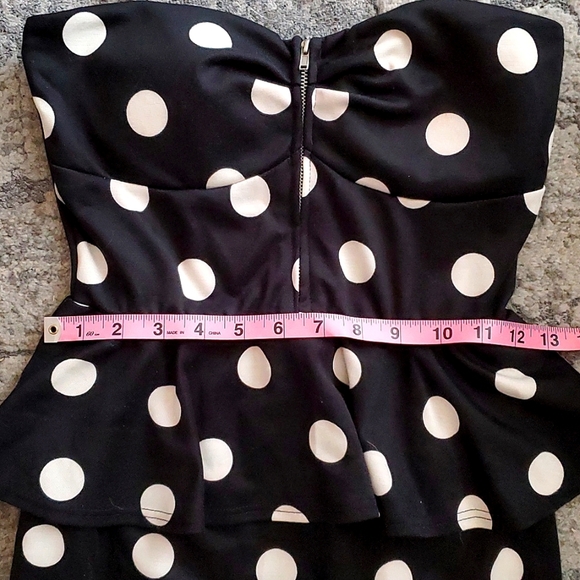 NWT - Agaci MD Retro Polka Dot Peplum Strapless Bodycon Cocktail Dress - Picture 9 of 10